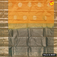 Mustard Yellow with Dark Green Soft Silk Saree