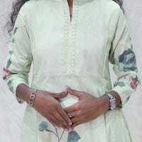 Minnal-Mint green With Floral Design Ladies Branded Umbrella Top Readymade