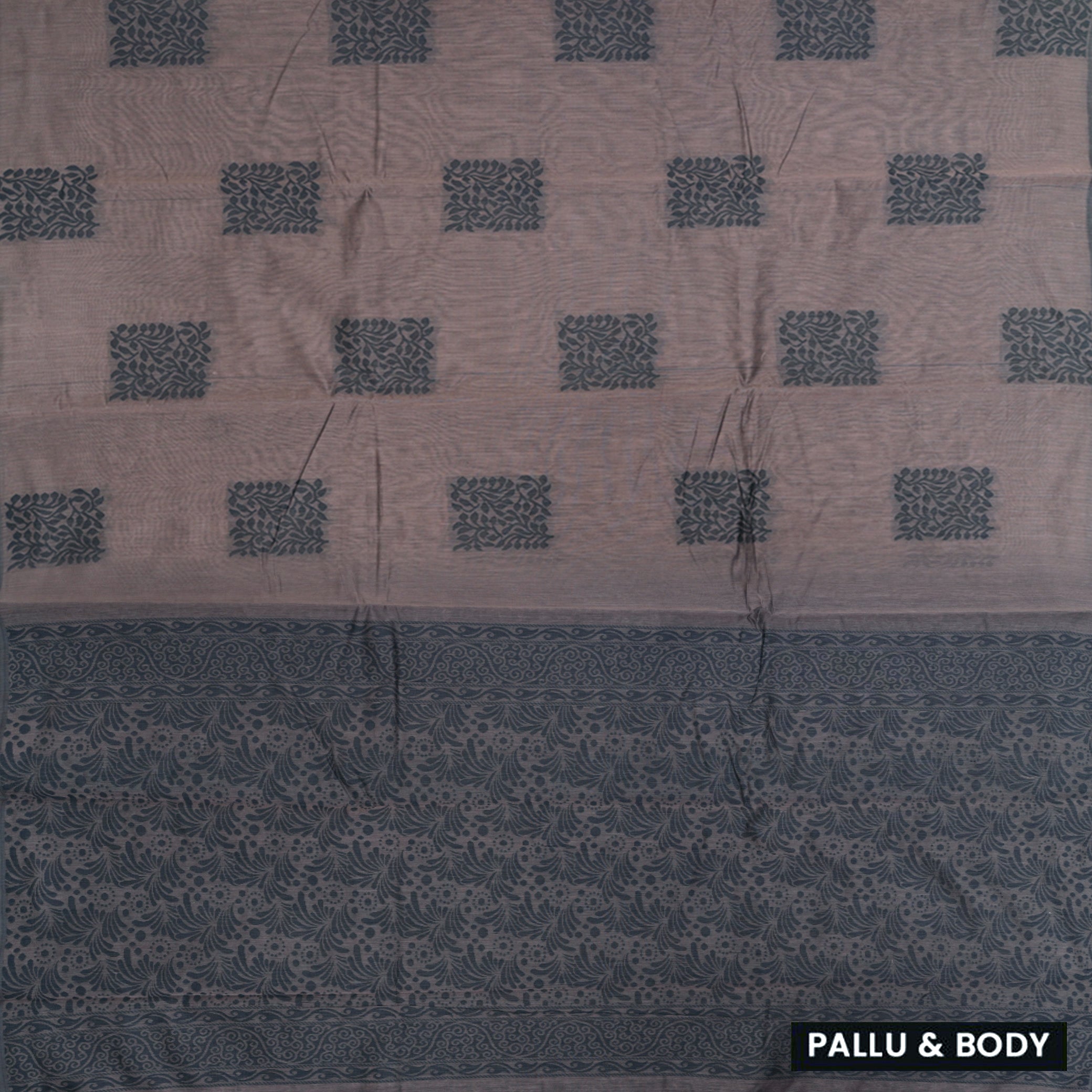 Dusty Pink With Black Zari  Silk Cotton Saree