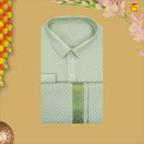 Light Green Colour Readymade Shirt And Matching Border Dhoti Set for Men