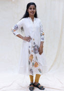 Minnal-white With Floral Print Design Ladies Branded Umbrella Top Readymade