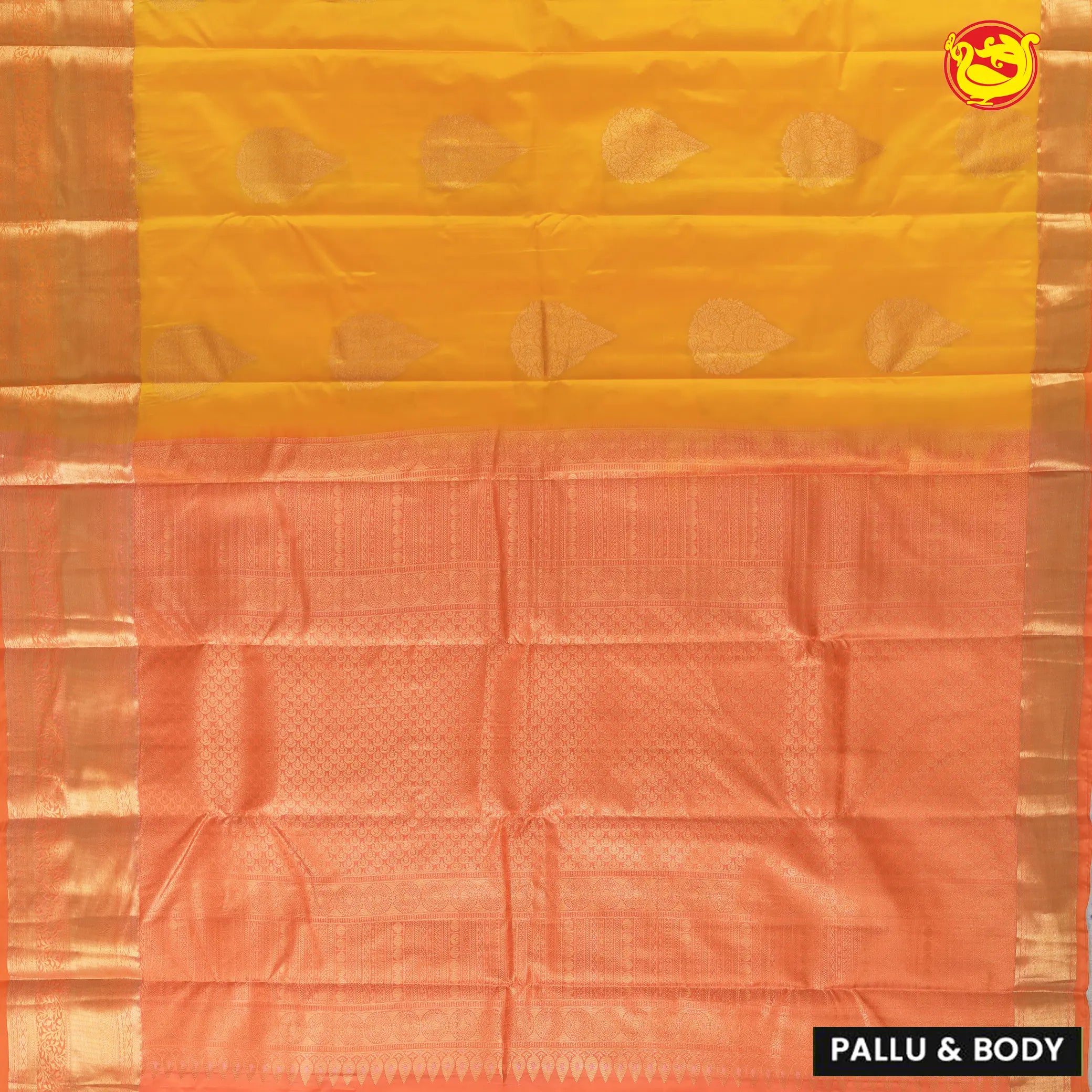 Yellow with Orange Soft Silk Saree