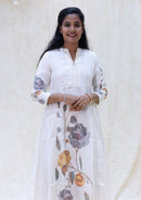 Minnal-white With Floral Print Design Ladies Branded Umbrella Top Readymade