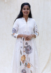 Minnal-white With Floral Print Design Ladies Branded Umbrella Top Readymade