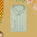 Light Green Colour Readymade Shirt And Matching Border Dhoti Set for Men