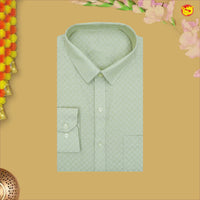 Light Green Colour Readymade Shirt And Matching Border Dhoti Set for Men