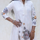 Minnal-white With Floral Print Design Ladies Branded Umbrella Top Readymade