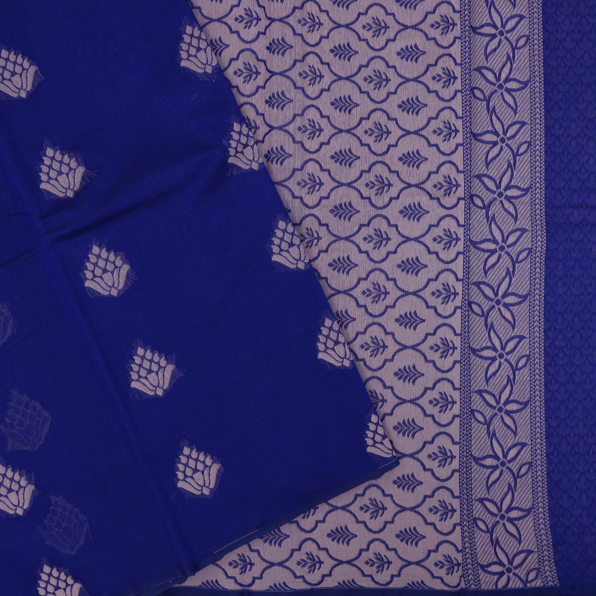 Royal Blue With Sandal Zari  Silk Cotton Saree