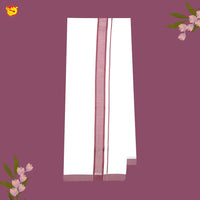White with BURGUNDY RED Fancy BIG BORDRE Cotton Men’s Dhoti