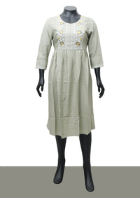 Sage Green Printed Ladies Branded Readymade Long Top