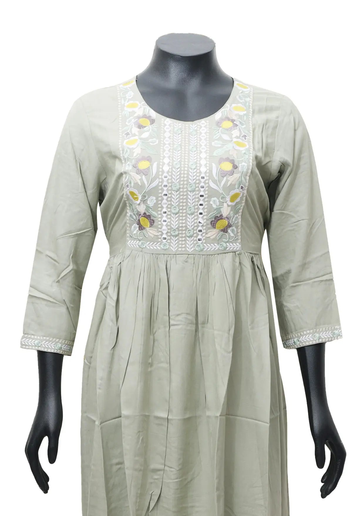 Sage Green Printed Ladies Branded Readymade Long Top