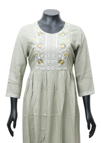 Sage Green Printed Ladies Branded Readymade Long Top
