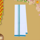 Blue With White Readymade Shirt And Matching Border Dhoti Set for Men