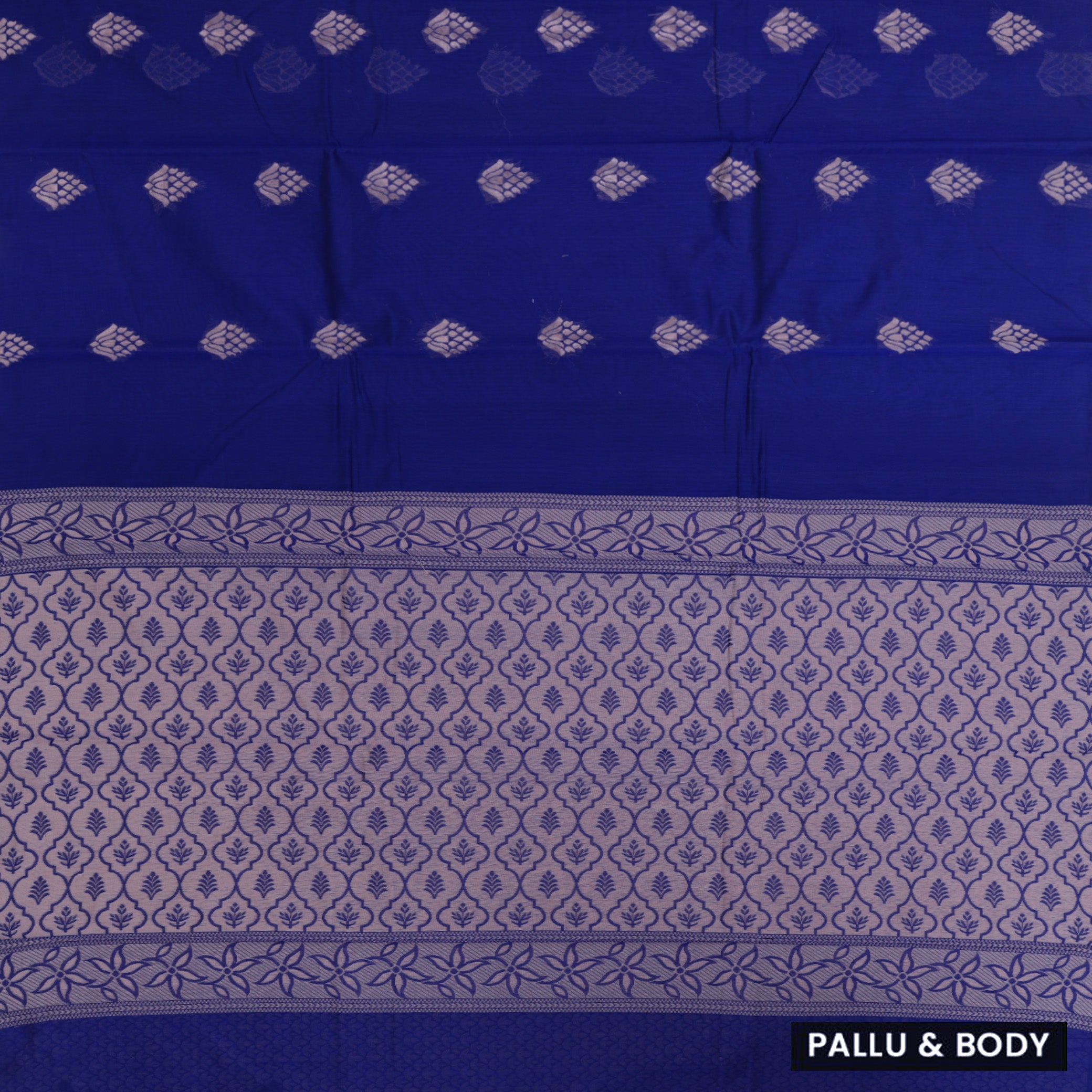 Royal Blue With Sandal Zari  Silk Cotton Saree