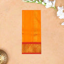 Orange With Red Border Floral Design Traditional  Pattu Pavadai Material