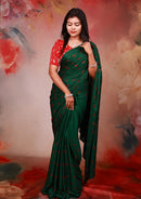 Green colour Satin Stone Work Sarees