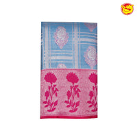 Bluish grey with magenta pure silk wedding saree - Thenianantham