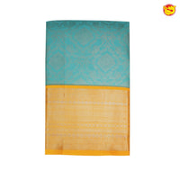 Light blue with yellow border pure Kanchipuram silk saree - Thenianantham