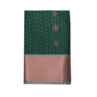 Bottle green with grey pallu semi soft silk saree