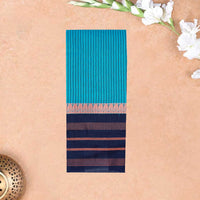 Blue With Navy Blue Silk Cotton Saree