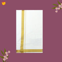 White with Gold Fancy Border Single Layer Cotton Men’s Dhoti