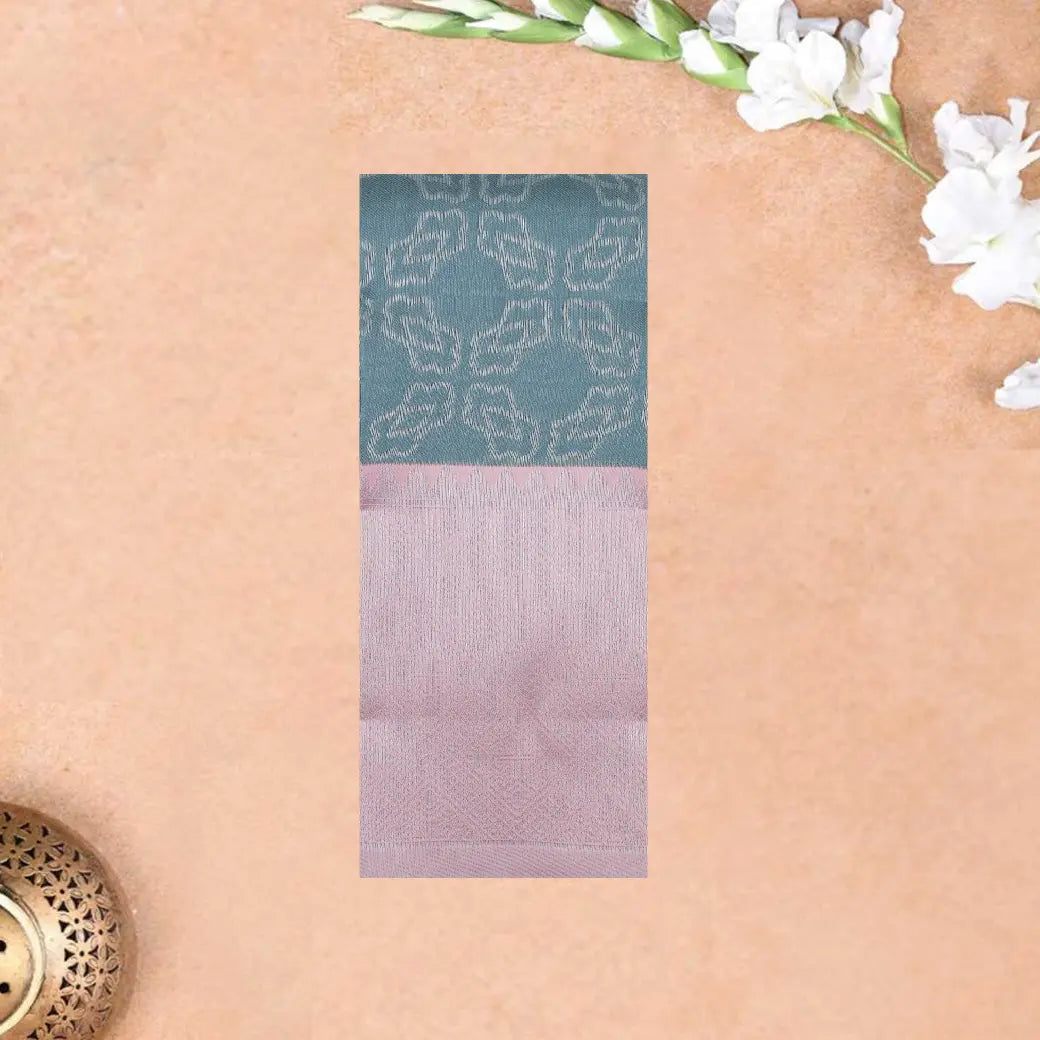Blue-Gray with Peach Kubera Silk Saree