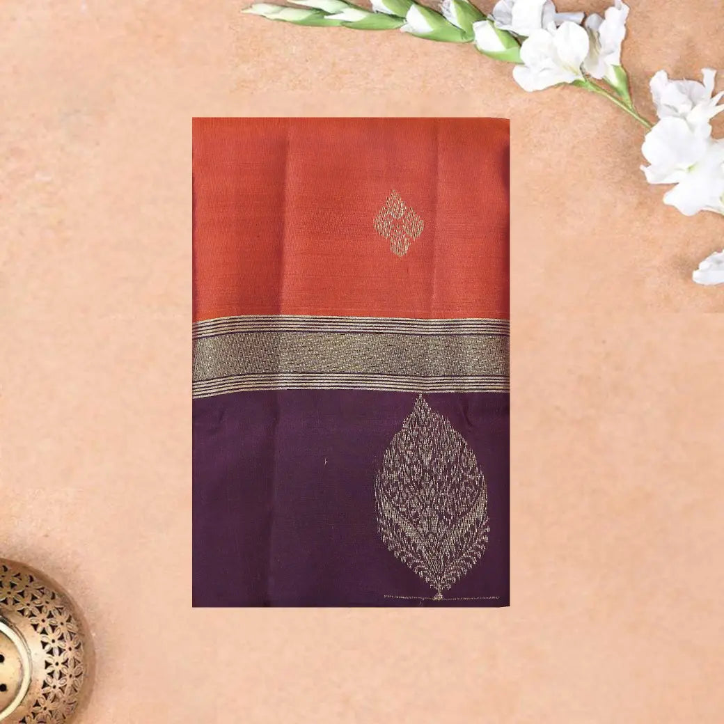 Brick Red with Dark Brown Soft Silk Saree