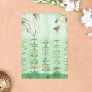 Pastel green floral design Semi Chanderi Silk Saree