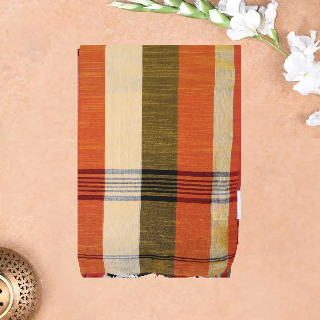 Multicolor Checked Linen Cotton Saree