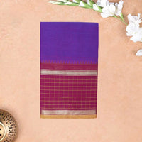 Dark Purple With Maroon Pure Chettinad Cotton Saree with Blouse