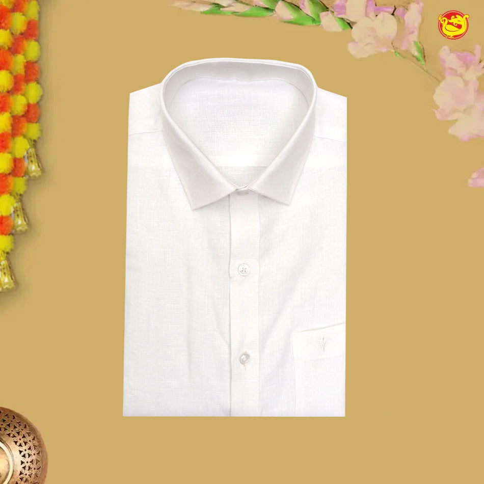 Men’s White Linen Cotton Full Sleeve Shirt