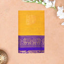 Yellow  With  Blue Premium Quality Kalyani Cotton Saree