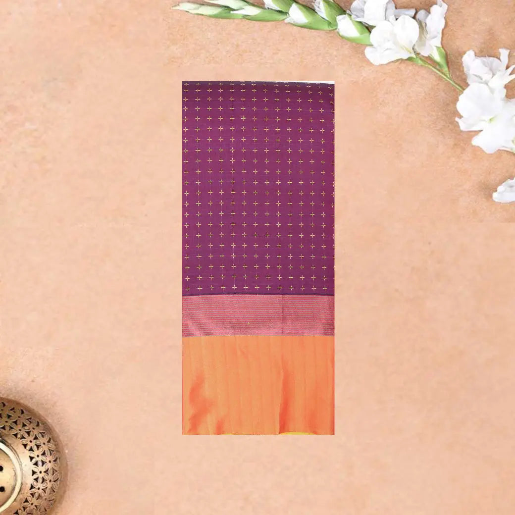 Magenta  Purple With Olive Green Border  Arani Silk Saree