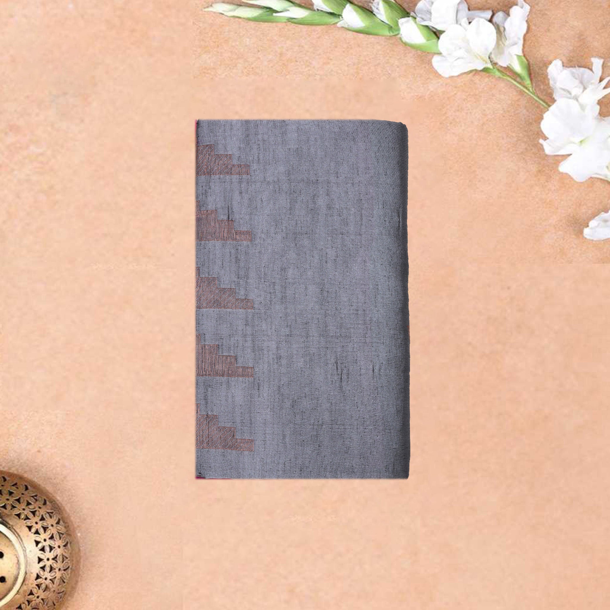 Grey with Purple Soft Silk Saree