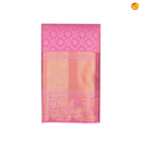 Pink With Checked Floral Motifs Gold Zari Border Pure Kanjivaram Subhalaya Wedding Silk Saree - Thenianantham