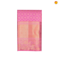 Pink With Checked Floral Motifs Gold Zari Border Pure Kanjivaram Subhalaya Wedding Silk Saree - Thenianantham