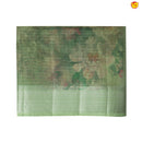 Light Green with Silver Border Tissue Checks With Floral Digital Prints saree - Thenianantham