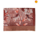 Light Maroon With Floral Design Zari Border Digital Print Semi Linen Saree