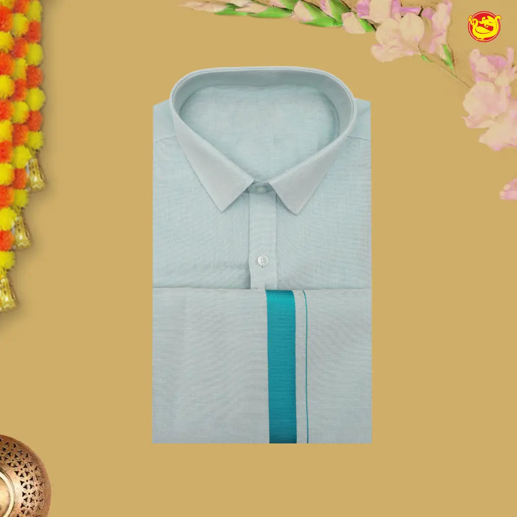 Ramar Green Tissue Readymade Shirts And Dhoti Sets for Men