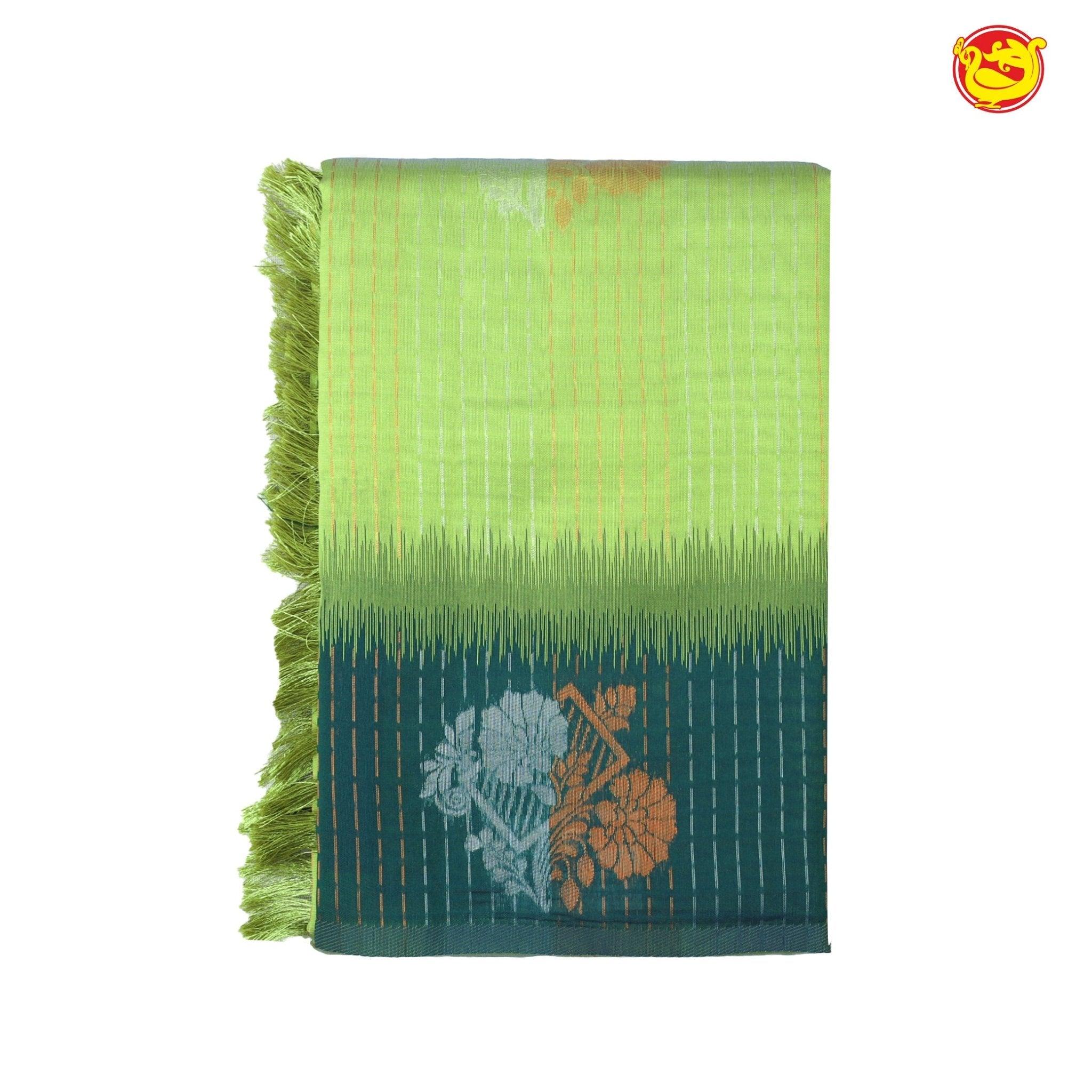 Sneha Green with Bottle Green Semi Silk Set Sarees