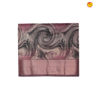 Dark Onion Pink with Gold Zari Border Tissue With Digital Prints saree - Thenianantham