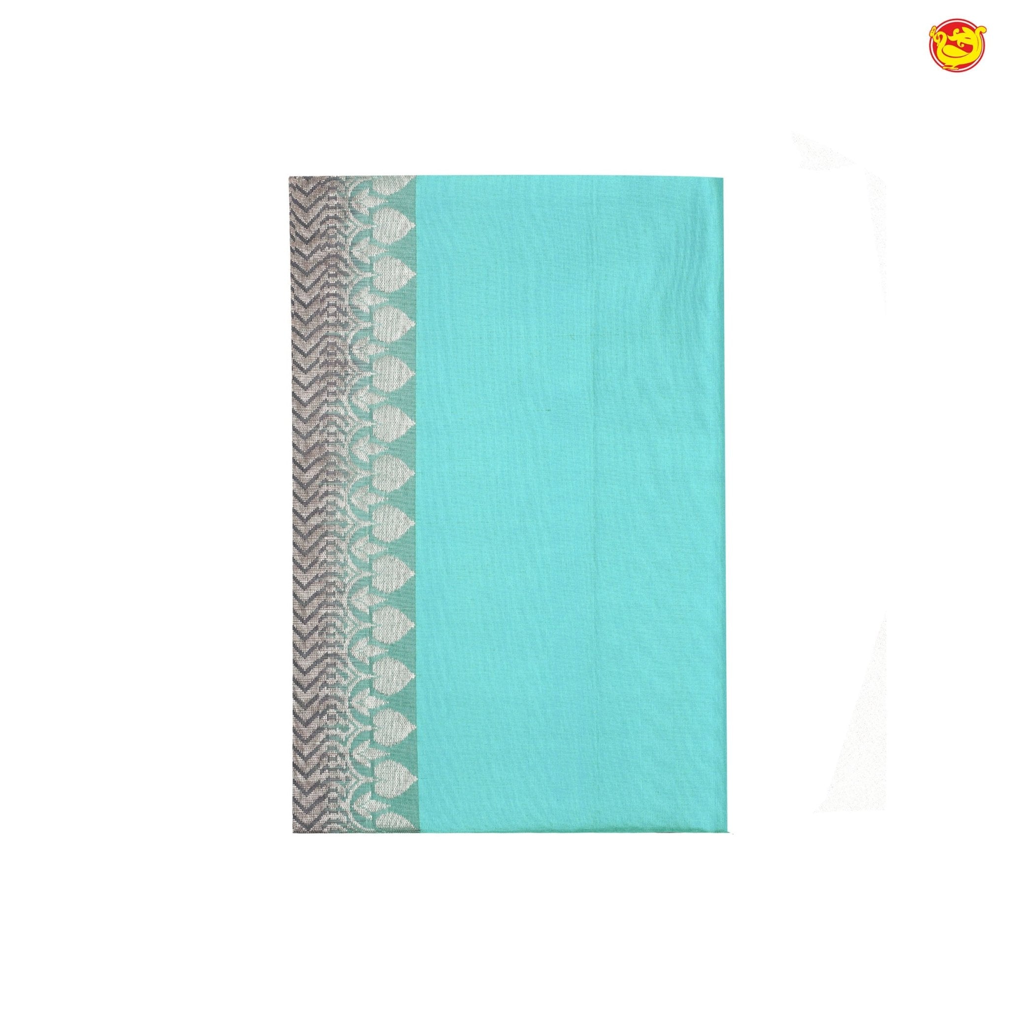 Sky Blue With Grey Floral Buttas Motifs Silver Zari Pure Kanjivaram Yuvana Soft Silk Saree