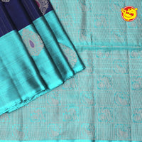 Navy Blue With Peacock Green Soft silks sarees - Thenianantham