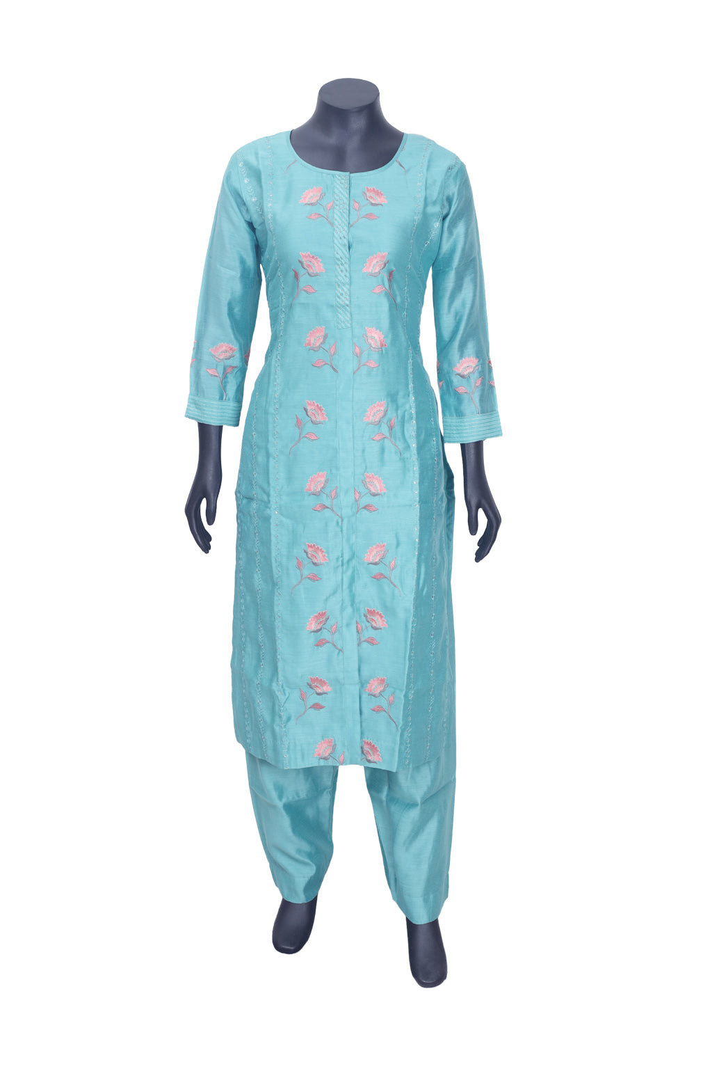 Sky Blue Color Ladies Branded Straight Cut Readymade  Chudi Set