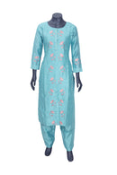 Sky Blue Color Ladies Branded Straight Cut Readymade  Chudi Set