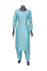 Sky Blue Color Ladies Branded Straight Cut Readymade  Chudi Set
