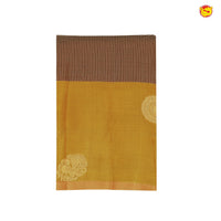 Dark Maroon With Mustard Motifs Gold Zari Checked Pure Kanjivaram Subhalaya Soft Silk Saree - Thenianantham