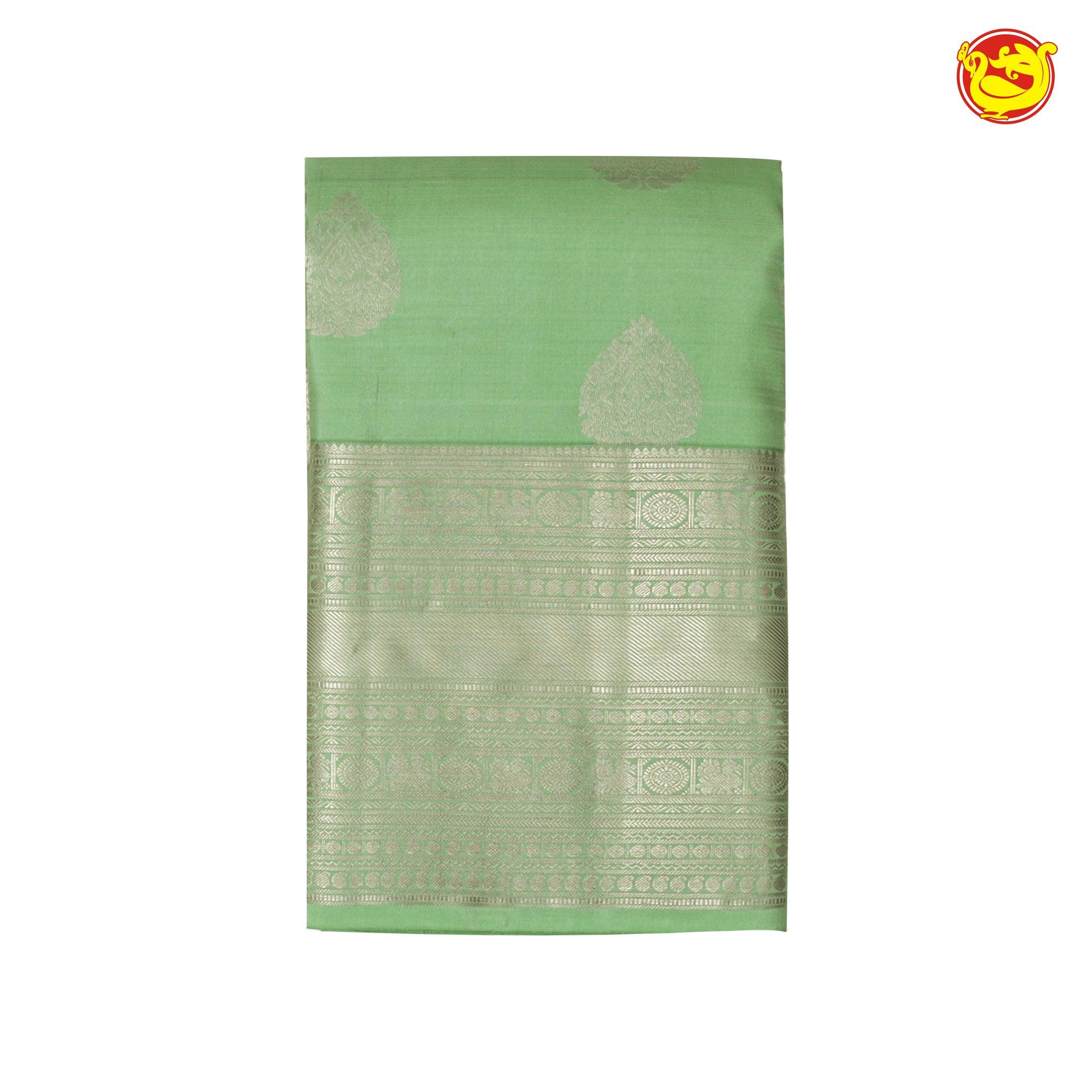 Pista Green With Silver Zari Soft Silk Saree