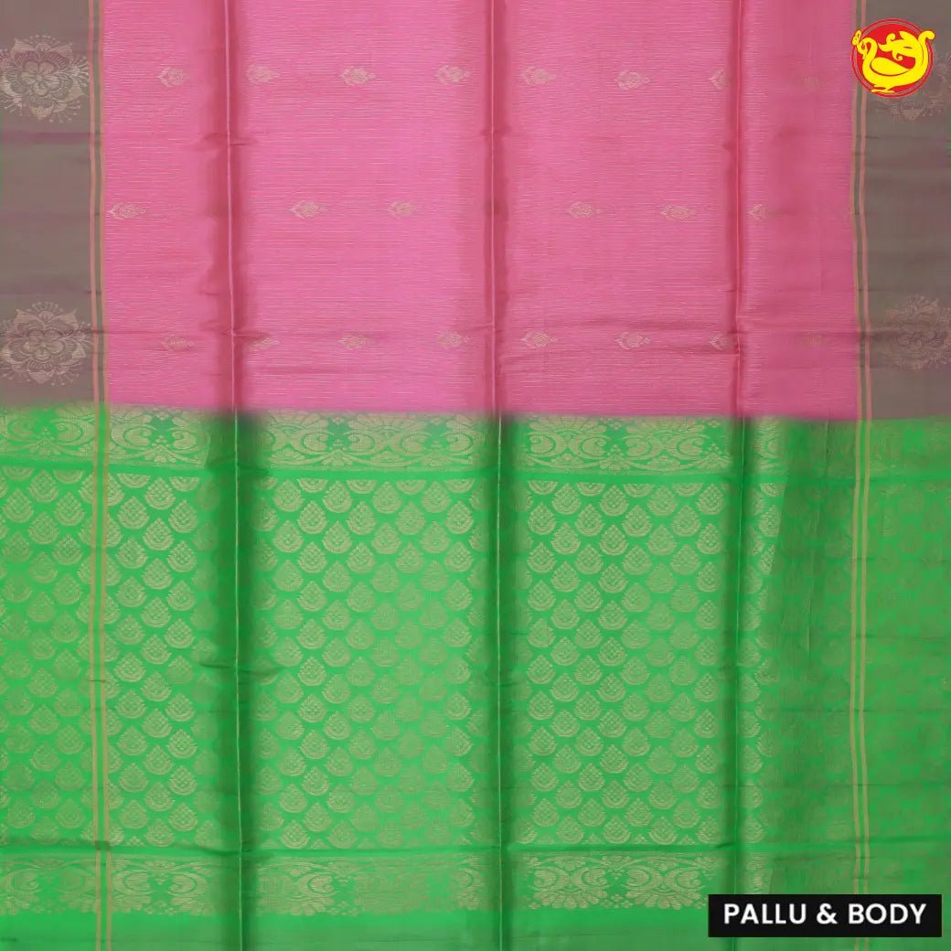 Pastel green with parrot green pallu yuvana soft silk saree