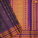 Dark Wine and Purple Jacquard Pallu And Floral Buttas Kanchipuram Soft Silk Saree - Thenianantham